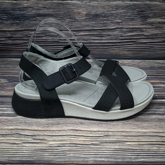 Dansko Shoes - Dansko Cindy Wedge Platform Sandals Studded Black